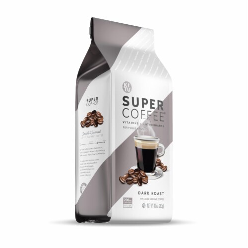 Super Coffee® Dark Roast Enhanced Ground Coffee Perspective: front