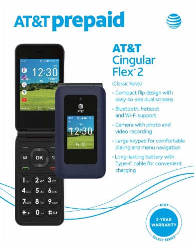 AT&T Prepaid Cingular Flex® 2 Phone Perspective: front