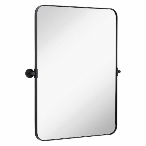 Hamilton Hills 22x30 Black Pivot Mirror Brushed Metal Frame Rounded