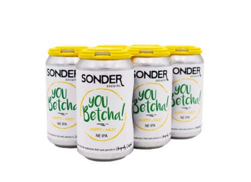 Sonder Brewing You Betcha! Hoppy + Hazy NE IPA Beer Perspective: front