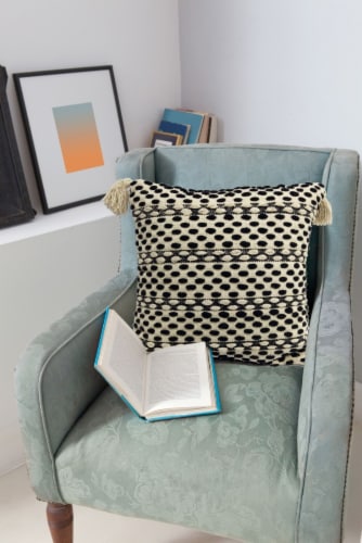 Chicos Home Accent Handloom Woven Throw Pillow - Ivory/Black Perspective: front