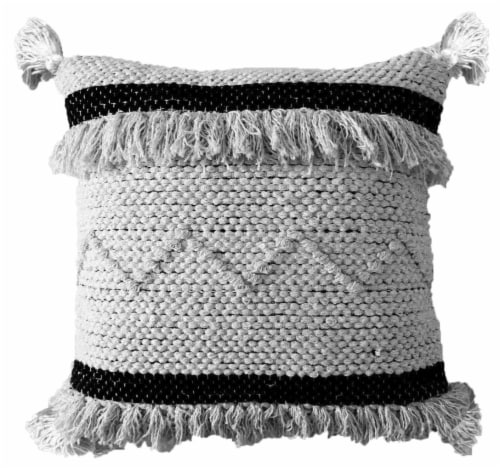 Chicos Home Handloom Woven with Fringe Throw Pillow Perspective: front