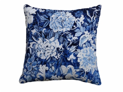 Chicos Home Hand Illustrated Throw Pillow Cover - Blue/White Perspective: front