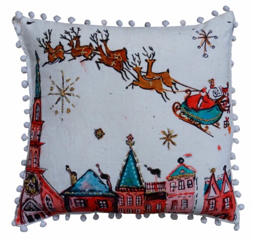 Chicos Home Santa Ride Christmas Pillow Cover Perspective: front