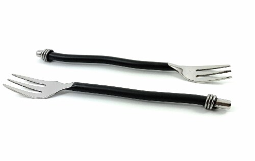Vibhsa Twisted Handle Appetizer Forks Set - Black Perspective: front