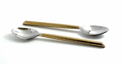 Vibhsa Golden Cut Hammered Dessert Spoons Perspective: front