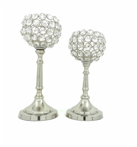 Vibhsa Hurricane Crystal Candle Holders Set Silver 2 Pc Pick N Save