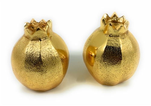 Vibhsa Pomegranate Salt and Pepper Shakers - Gold Perspective: front