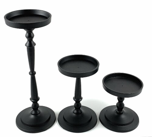 Vibhsa Pillar Candle Holders 3 Piece - Matte Black Perspective: front
