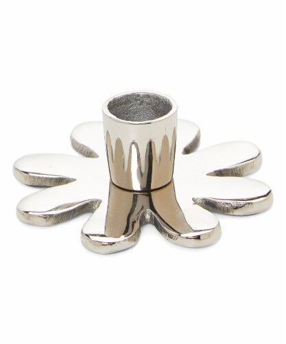 Vibhsa Flower Taper Candle Holder - Silver Perspective: front