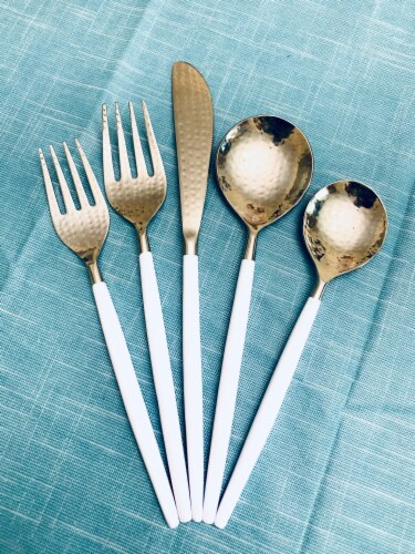 Vibhsa Hammed Silver Flatware Set 20 Piece - Silver/White Perspective: front