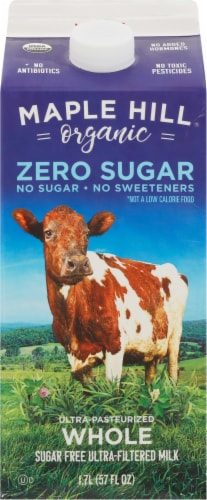 Maple Hill® Organic Zero Sugar Ultra-Pasteurized Whole Milk Perspective: front