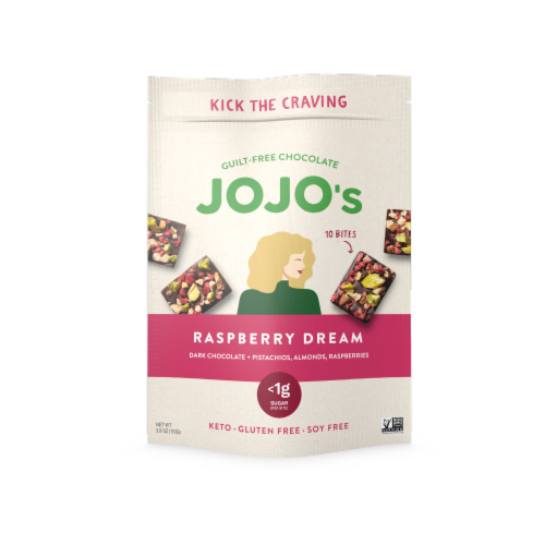 JOJO's Raspberry Dream Guilt-Free Chocolate Bites Perspective: front