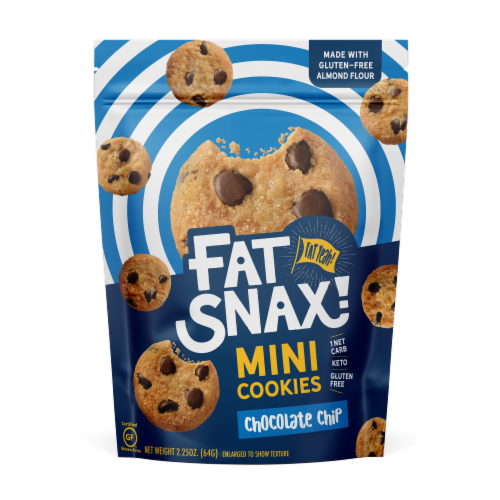 Fat Snax Almond Flour Chocolate Chip Mini Cookies Perspective: front