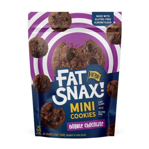 Fat Snax Almond Flour Double Chocolate Mini Cookies Perspective: front