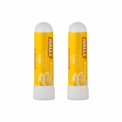 HALLS Lemon Aromatherapy Inhaler Perspective: front