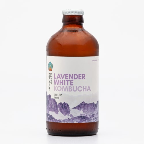 Happy Mountain Kombucha Lavender White Beverage Perspective: front
