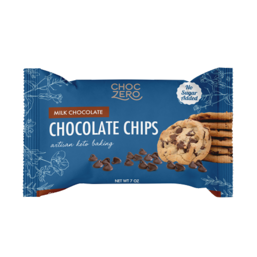 ChocZero No Sugar Added Milk Chocolate Baking Chips Perspective: front