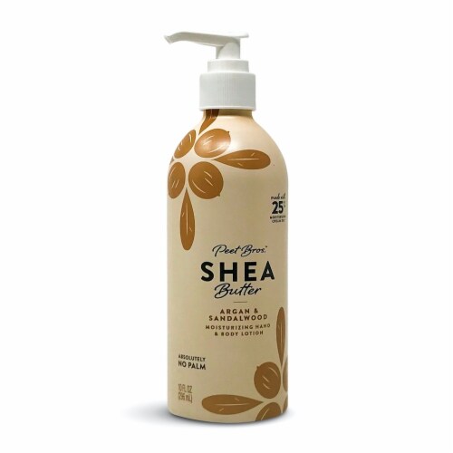 Peet Bros. Shea Butter Argan & Sandalwood Moisturizing Hand & Body Lotion Perspective: front