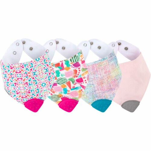 Bazzle Baby Bandana Bib Teether 4-Pack, Geodes Perspective: front