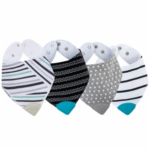 Bazzle Baby Bandana Bib Teether 4-Pack, Contemporary Perspective: front