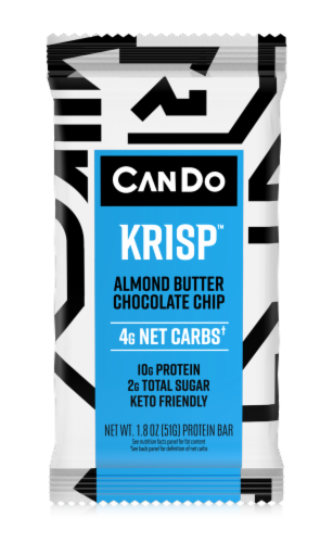 CanDo Keto Krisp™ Chocolate Chip Almond Butter Protein Bars Perspective: front