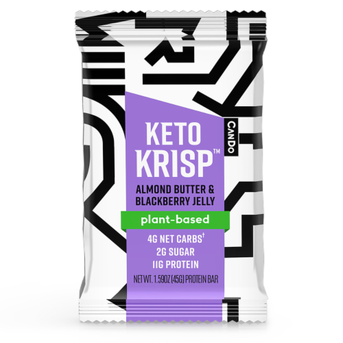 CanDo Keto Krisp Almond Butter & Blackberry Jelly Protein Bars Perspective: front