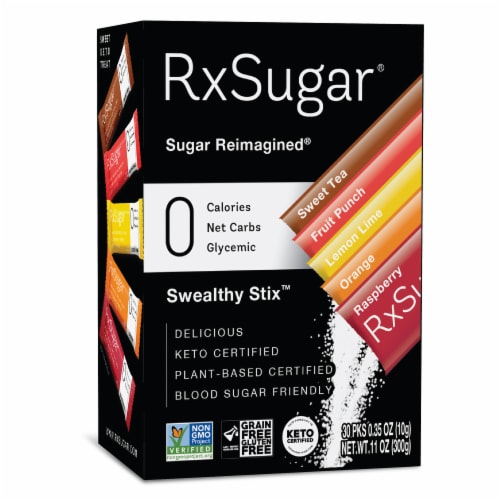 RxSugar® Swealthy Stix Flavored Allulose Packets Perspective: front