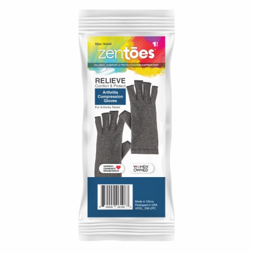 ZenToes Arthritis Compression Gloves, Rheumatoid & Osteoarthritis Pain Relief - (Small) Perspective: front