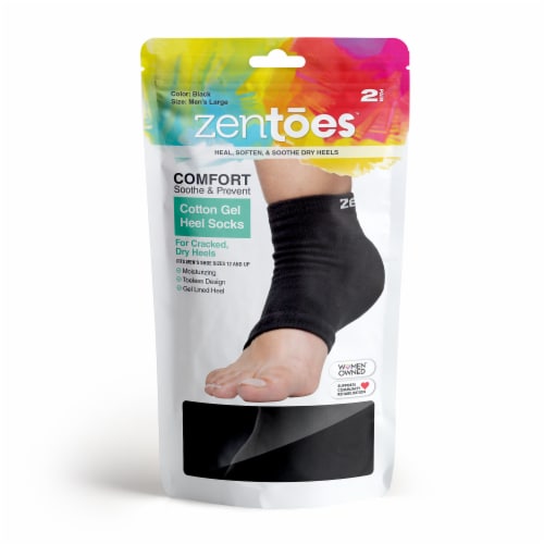 ZenToes Moisturizing Heel Socks to Treat Dry, Cracked Heels - 2 Pair (Men's  LG Cotton Black), 4 - Kroger