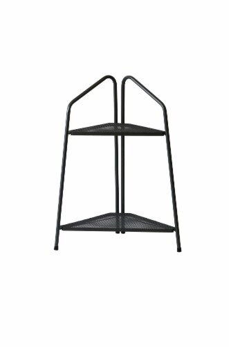 Modern Corner Plant Stand 2 Shelf Perspective: front