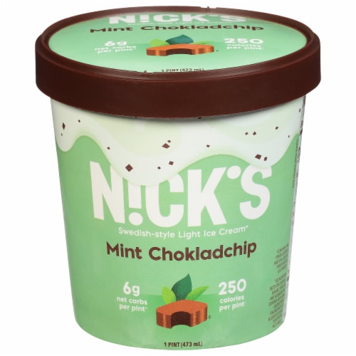 Nick's Swedish-Style Mint Chokladchip Light Ice Cream Pint Perspective: front
