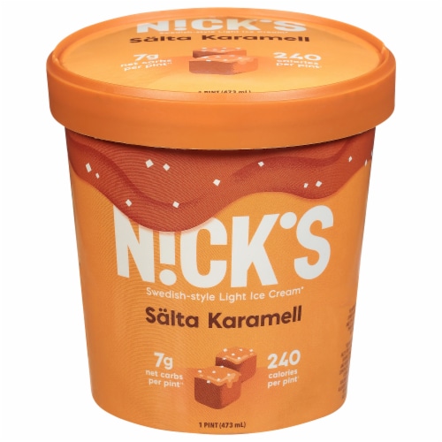 Nick's® Swedish Style Salta Karamell Light Ice Cream Pint Perspective: front