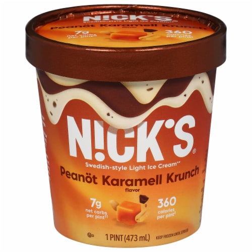Nick's Peanot Butter Karamell Swedish Style Light Ice Cream Perspective: front