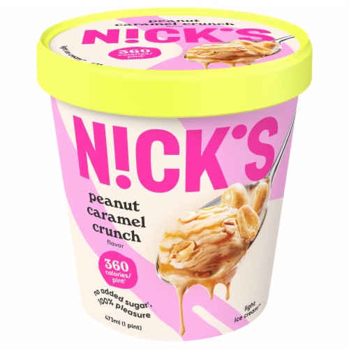 Nick's Peanut Caramel Crunch Light Ice Cream Pint Perspective: front