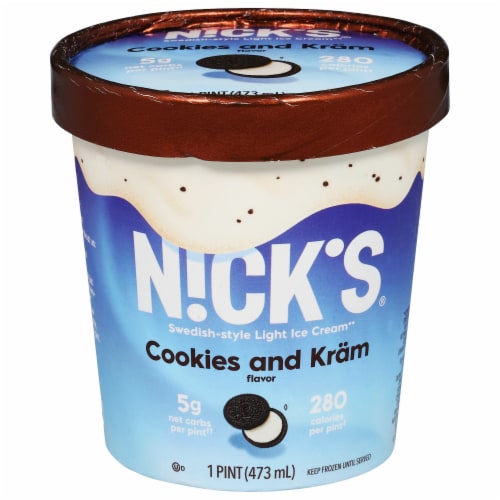 Nick's Swedish-Style Cookies and Kram Light Ice Cream Pint Perspective: front