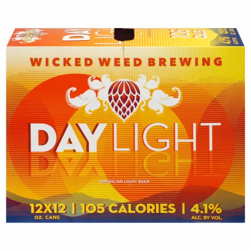 Wicked Weed Brewing Day Light American Light Beer Perspective: front