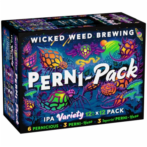Wicked Weed Pernicious/Perni-Haze/Imperial Perni-Haze Craft IPA Beer Perspective: front