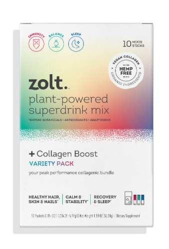 Zolt +Collagen Boost Plant-Powered Superdrink Mix Variety Pack Perspective: front
