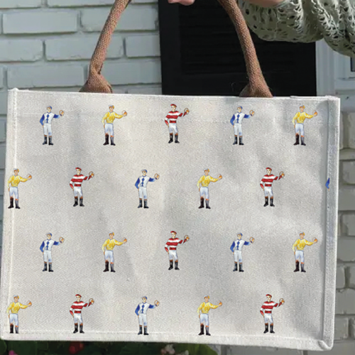 Canvas Tote with Jockey Pattern Perspective: front
