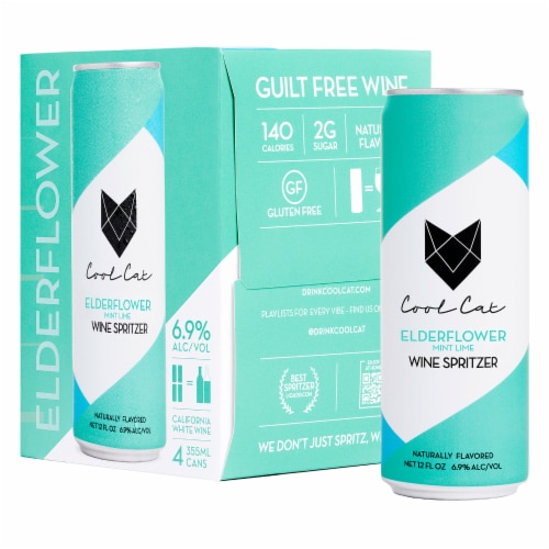 Cool Cat Original Elderflower Mint Lime Wine Spritzer Ready to Drink Cocktail Perspective: front