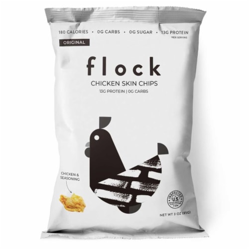 Flock Original Chicken Skin Chips Perspective: front