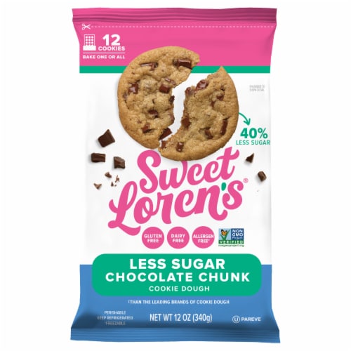 Sweet Loren's Less Sugar Gluten Free Chocolate Chunk Cookie Dough Perspective: front