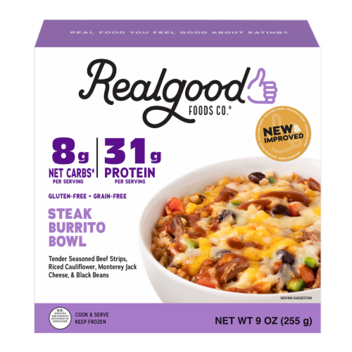 The Real Good Food Company® Steak Burrito Bowl Frozen Meal Perspective: front