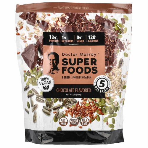 Dr. Murray's Super Foods 3 Seed Protein Powder Pumpkin + Flax + Sunflower Chocolate - Perspective: front