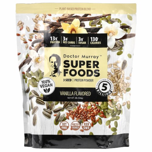 Dr. Murray's Super Foods 3 Seed Protein Powder Pumpkin + Flax + Sunflower Vanilla - Perspective: front
