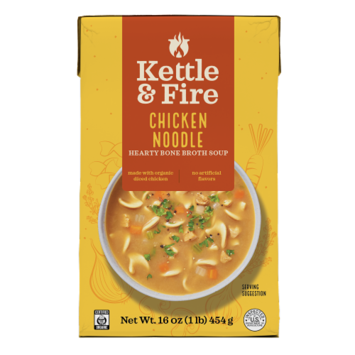 Kettle & Fire Chicken Noodle Bone Broth Soup Perspective: front