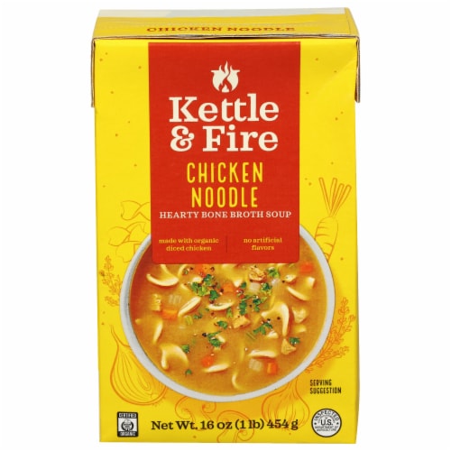 Kettle & Fire Chicken Noodle Bone Broth Soup Perspective: front