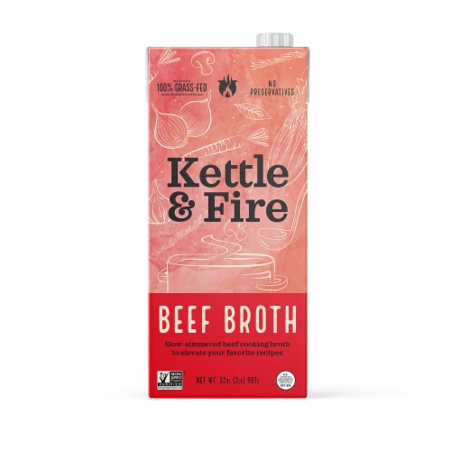 Kettle & Fire Beef Cooking Broth Made with Grass-Fed Beef Bones Perspective: front