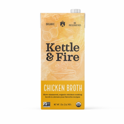 Kettle & Fire Organic Chicken Cooking Broth, 32 oz - Foods Co.